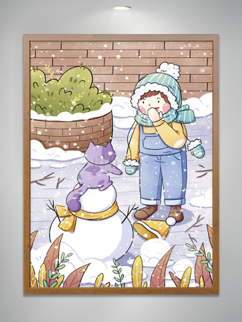 可爱卡通大雪手绘海报