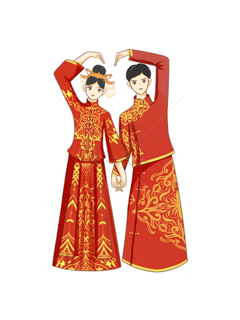 中國風中式婚禮人物情人節