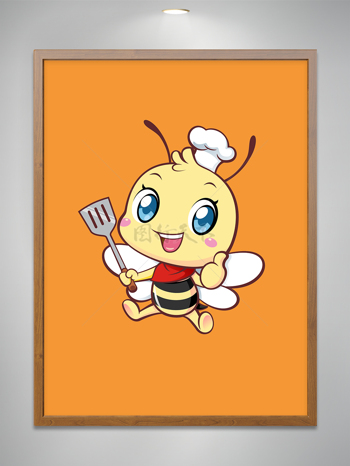 卡通餐飲可愛小蜜蜂廚師豎大拇指