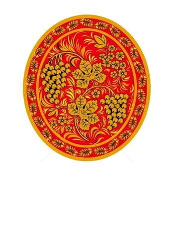  传统 欧式俄式 圆形花卉图案背景贴图 椭圆红底黄花满屏