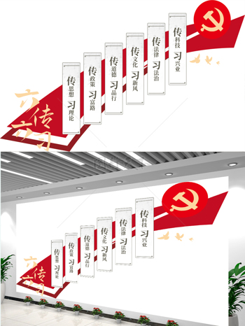 新时代文明实践中心六传六习楼梯党建文化墙
