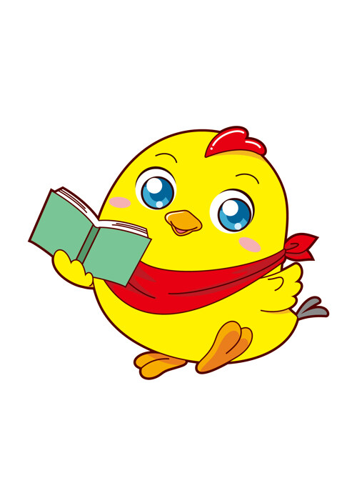 卡通可爱小鸡看书