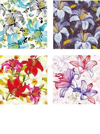 高清现代花卉图案背景贴图水彩花卉