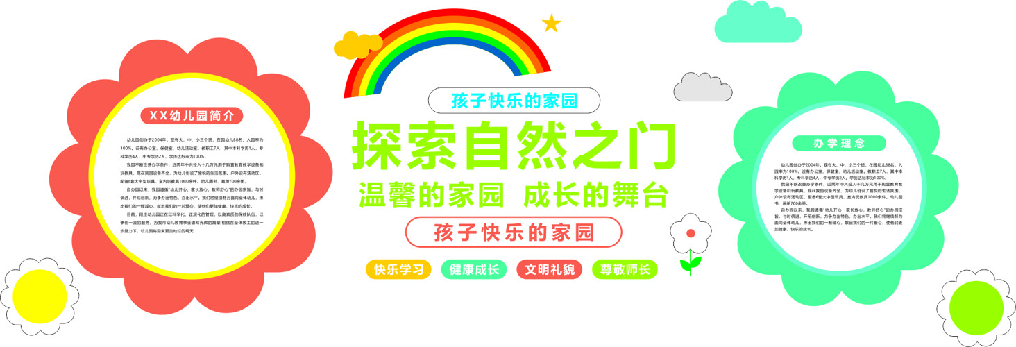 创意花朵图案幼儿园文化墙展板