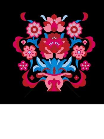  传统 欧式俄式 方形图案背景贴图 盛放花篮 红蓝系列