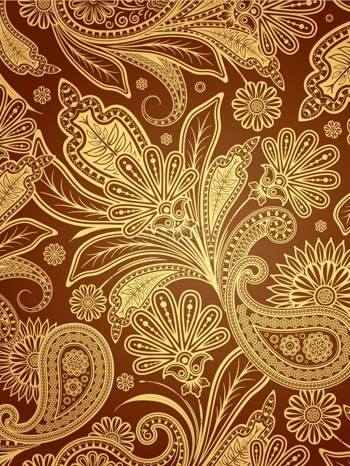 传统 欧式俄式花卉底图底纹  图案背景贴图 红底金边向阳花