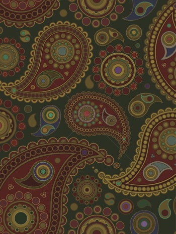 传统 欧式俄式花卉底图底纹  图案背景贴图  绿底红色暗色凤尾花