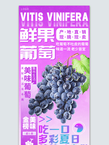 味美鲜香葡萄水果促销宣传海报
