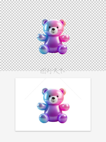  质感3D卡通彩色可爱充气小熊