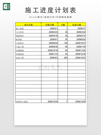 自动生成—施工进度计划表