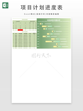 绿色渐变清新风项目计划进度表