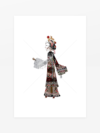 国粹皮影戏老妇形象