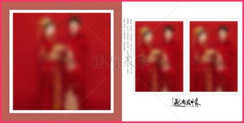 红色喜庆方形左右版面婚纱摄影相册排版