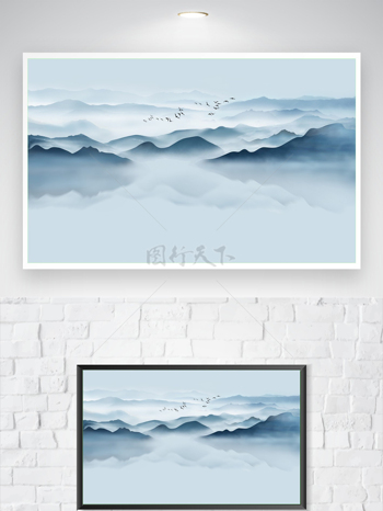 简约美学山水意境水墨山水画海报